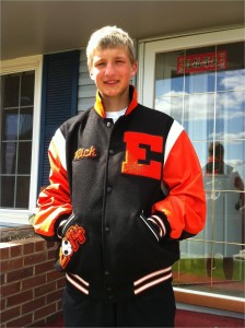Nick in his high school lettersman jacket