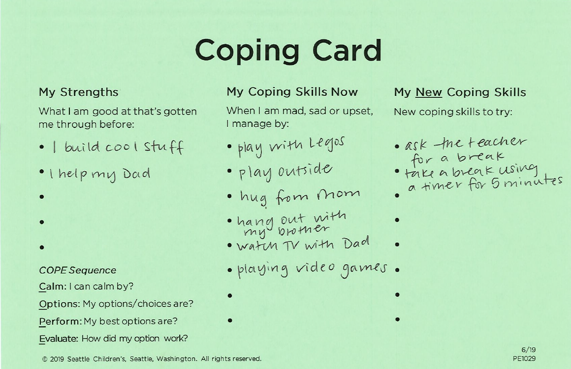 Coping Card example: 10 year-old boy (side 2)