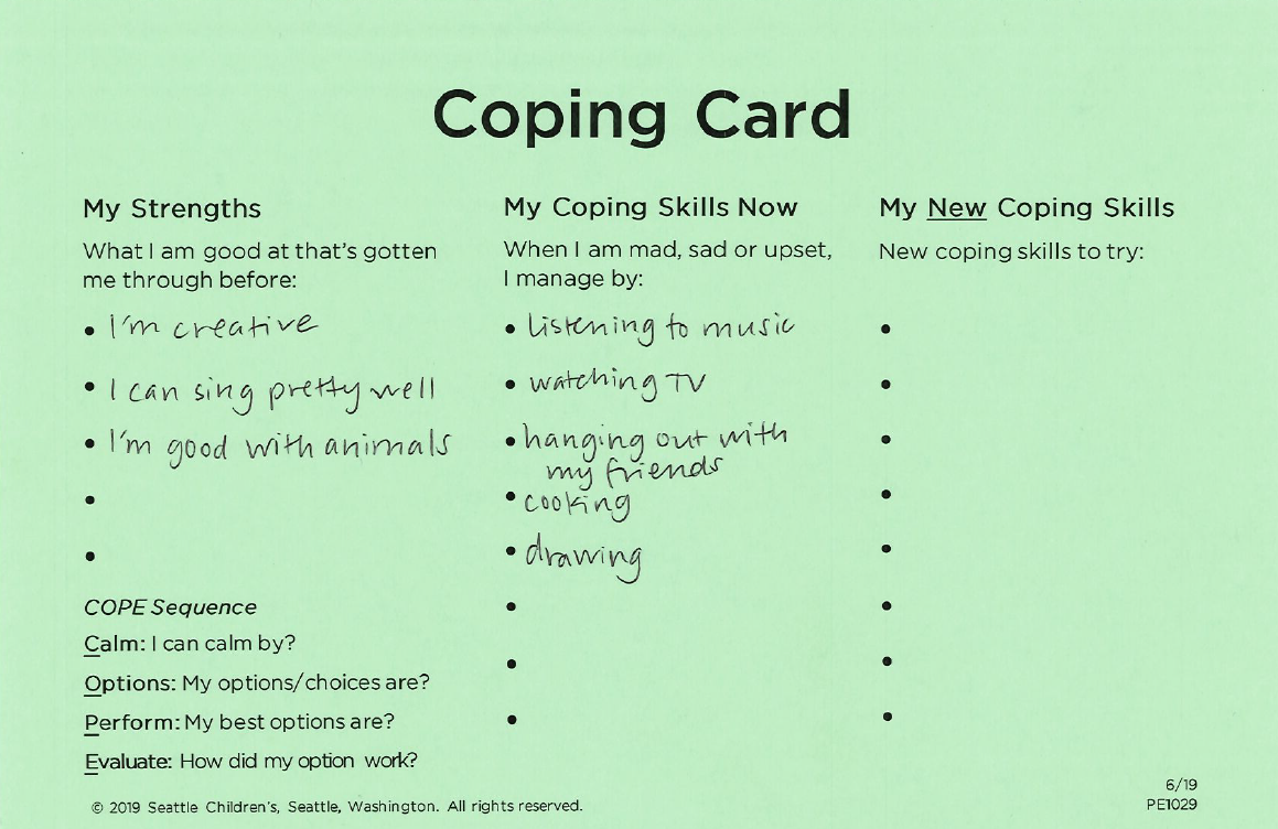 Coping Card example: 16 year-old girl (side 2)