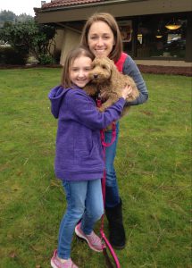 Katie, her mother, Jennifer Belle, and their puppy, Penny. 