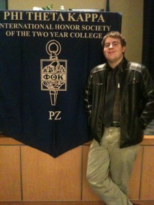 Mitchell being inducted into the Phi Theta Kappa honor society at Wenatachee Valley College