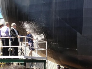 Barge christening by Dr. Bonnie Ramsey
