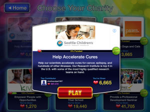 Screenshot - choose your charity
